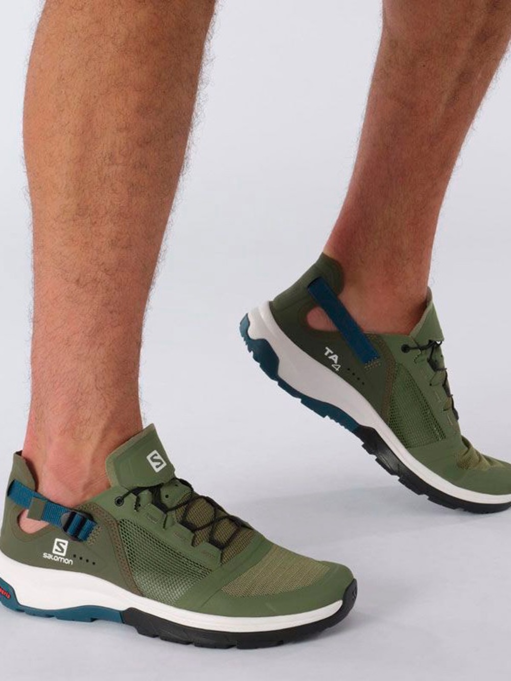 Salomon Olive Green and Blue Trail Sneakers